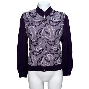St. John Collection Purple Zip up Cardigan Sweater Size Small